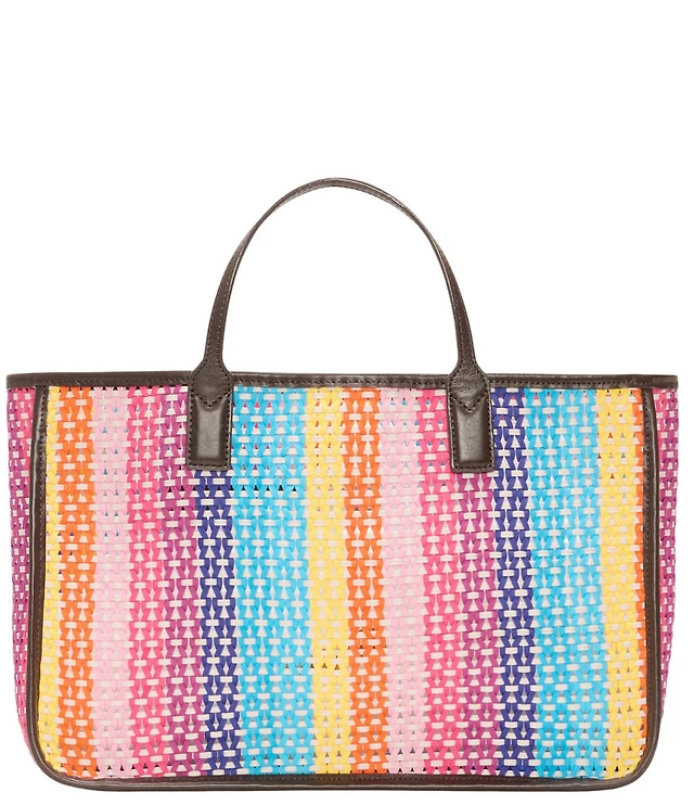 MZ Wallace Georgica Woven Rainbow Stripe East-West Tote Bag