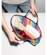 MZ Wallace Feria Stripe Georgica Straw Open Tote Bag