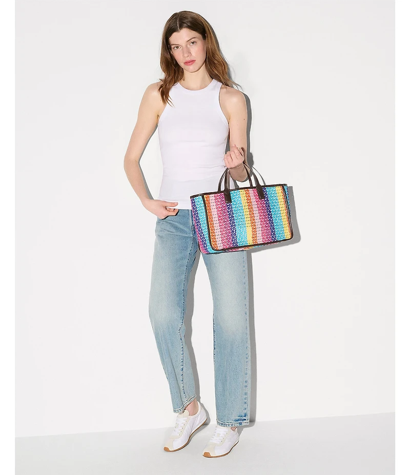 MZ Wallace Feria Stripe Georgica Straw Open Tote Bag