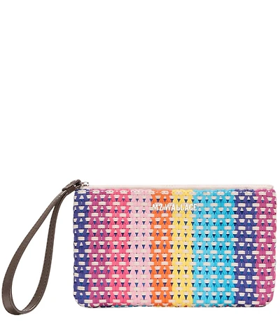 MZ Wallace Feria Stripe Straw Flat Metro Wristlet