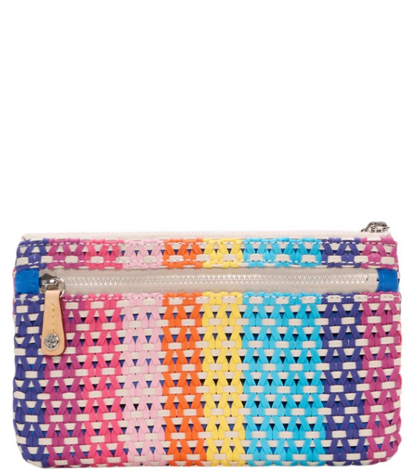 MZ Wallace Feria Stripe Straw Flat Metro Wristlet