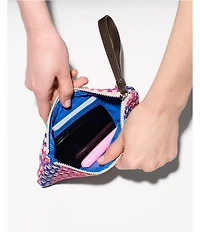 MZ Wallace Feria Stripe Straw Flat Metro Wristlet