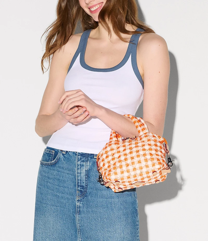MZ Wallace Micro Sutton Gingham Satchel Tote Bag