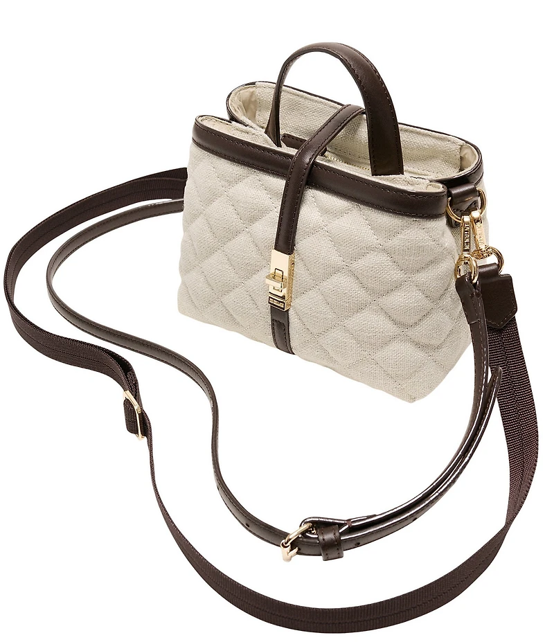MZ Wallace Mini Linen Astor Turnlock Top Handle Crossbody Bag