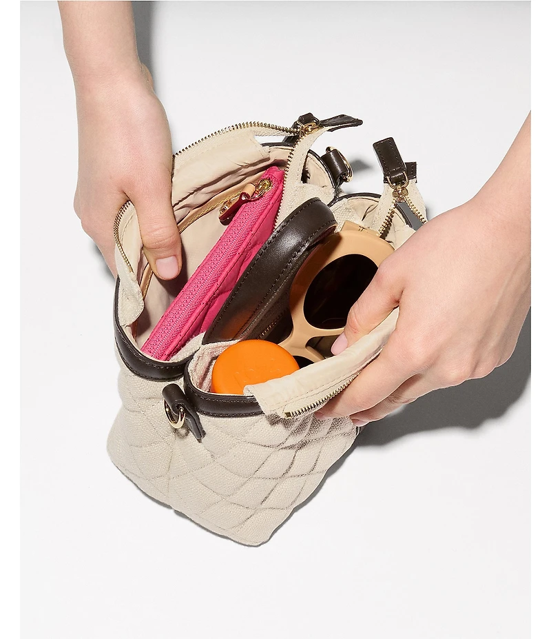 MZ Wallace Mini Linen Astor Turnlock Top Handle Crossbody Bag