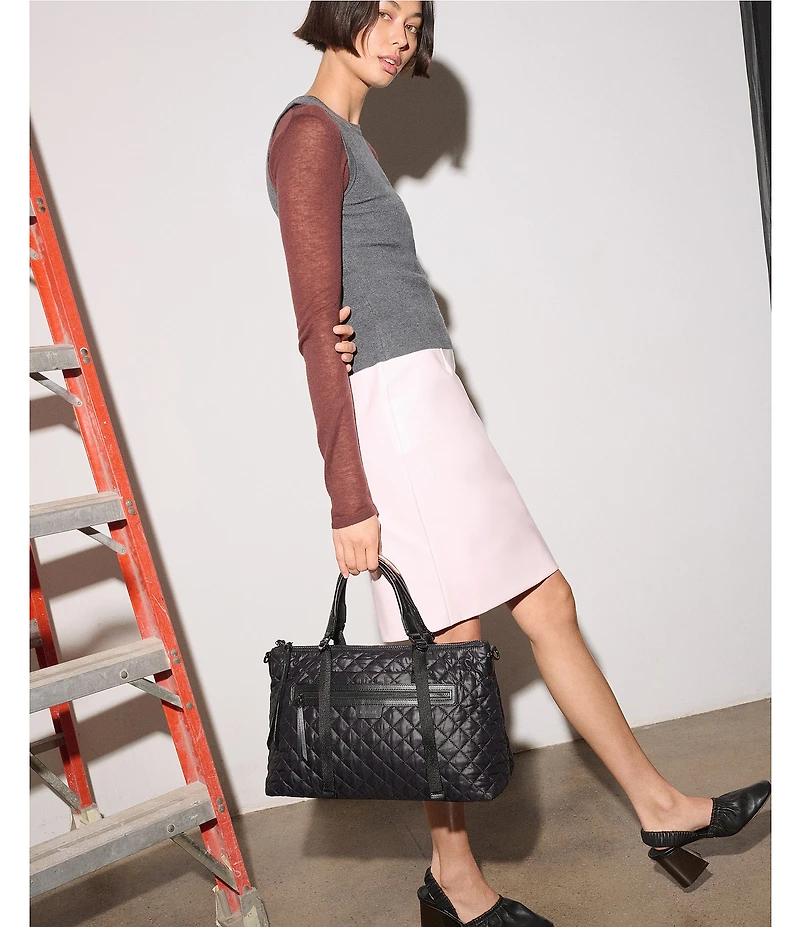 MZ Wallace Park Medium Quilted Leather Satchel Bag