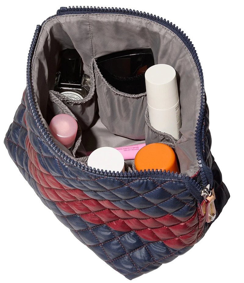 MZ Wallace Rugby Stripe Zoey Large Zip Cosmetic Pouch