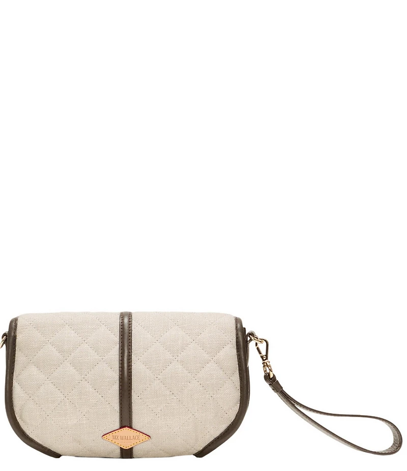 MZ Wallace Small Linen Astor Convertible Clutch Crossbody Bag