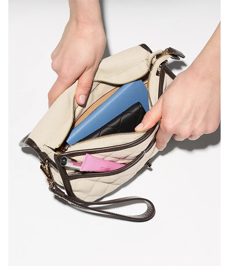 MZ Wallace Small Linen Astor Convertible Clutch Crossbody Bag