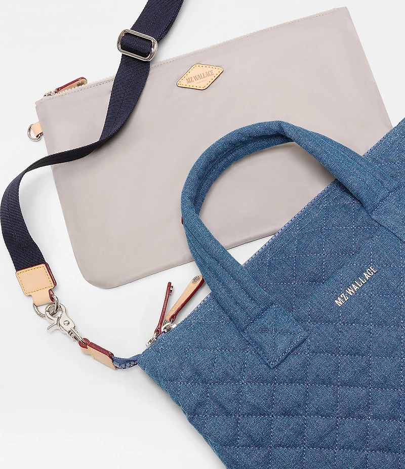 MZ Wallace Sutton Denim Small Deluxe Tote Bag