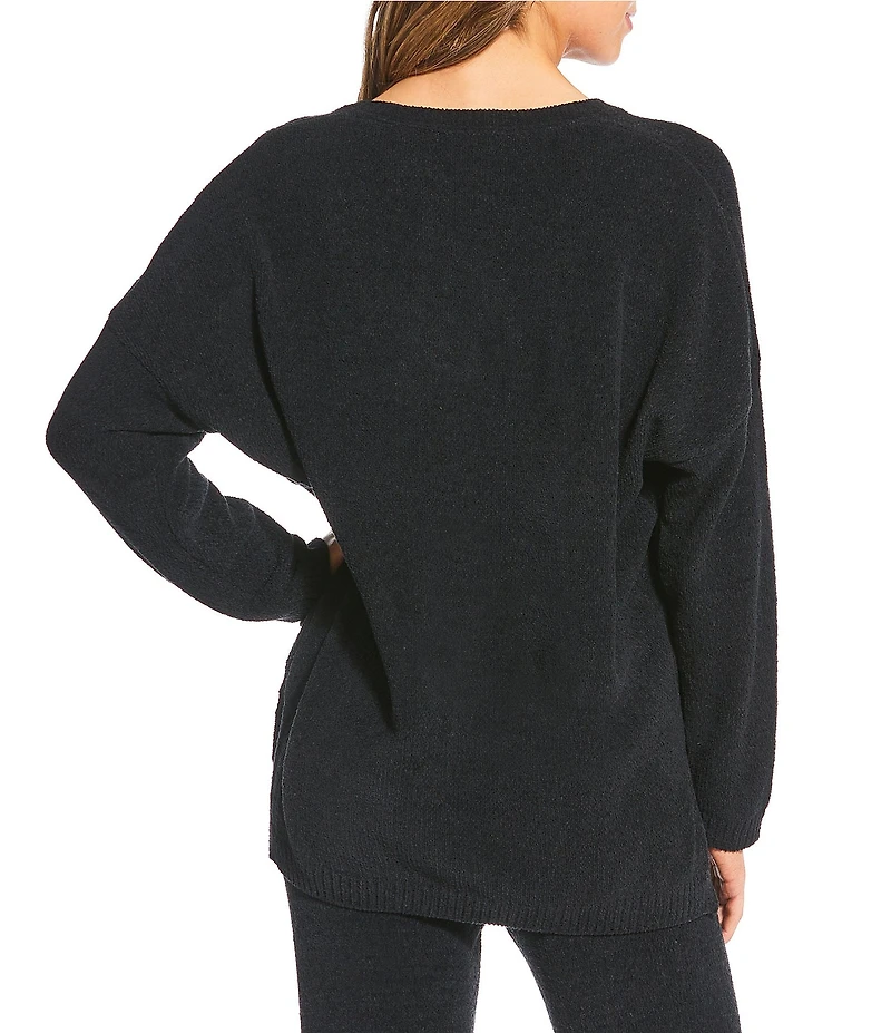 N by Natori Aura Solid Long Sleeve V-Neck Coordinating Knit Lounge Top
