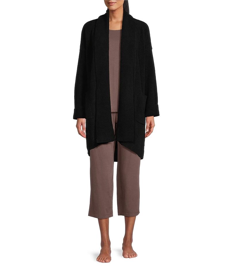 N by Natori Aura-Solid Ribbed Long Sleeve Cardigan