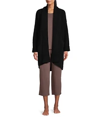 N by Natori Aura-Solid Ribbed Long Sleeve Cardigan