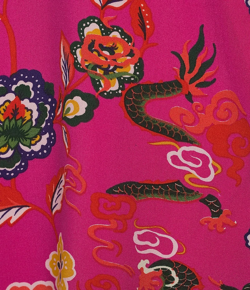 N By Natori Fleur Dragon Short Sleeve V-Neck Woven Challis Pajama Set