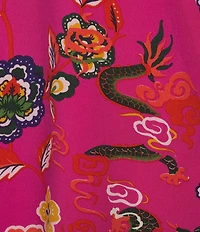 N By Natori Fleur Dragon Short Sleeve V-Neck Woven Challis Pajama Set