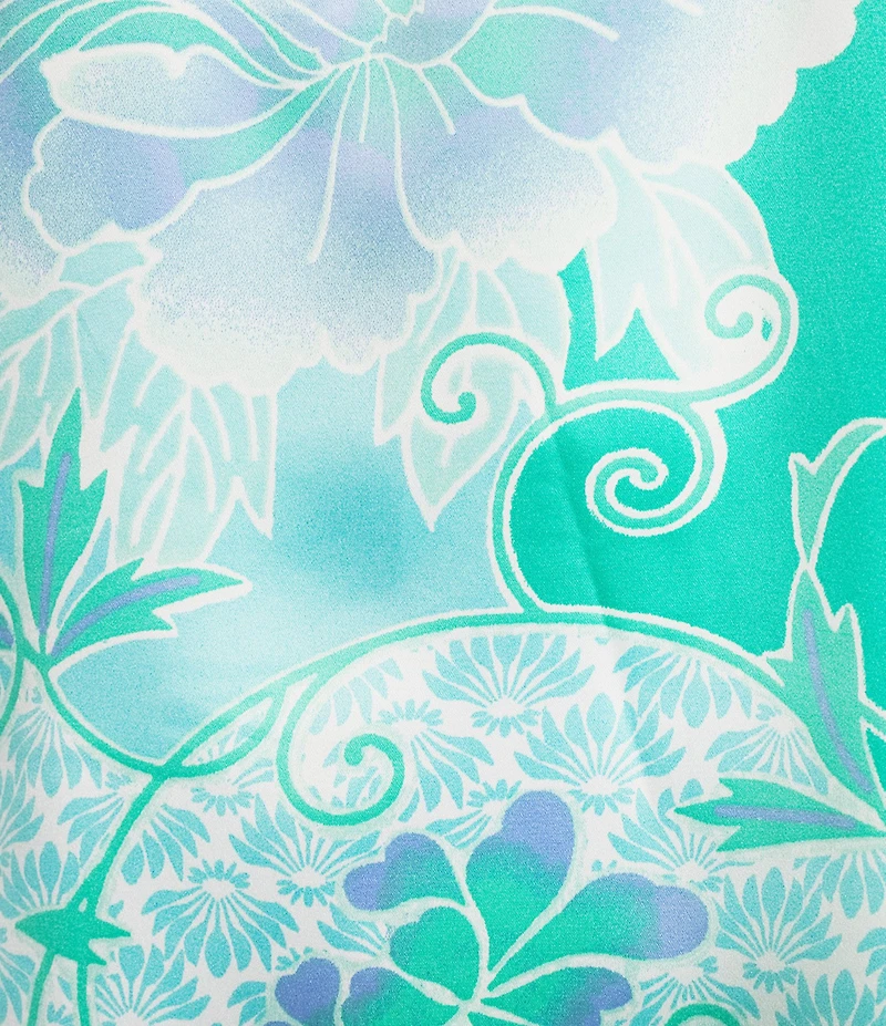 N by Natori Flourish Floral Satin Long Sleeve Mandarin Collar Long Pajama Set