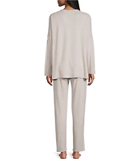 N By Natori Long Sleeve V-Neck Sweater Knit Lounge Set