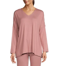N By Natori Long Sleeve V-Neck Sweater Knit Lounge Set