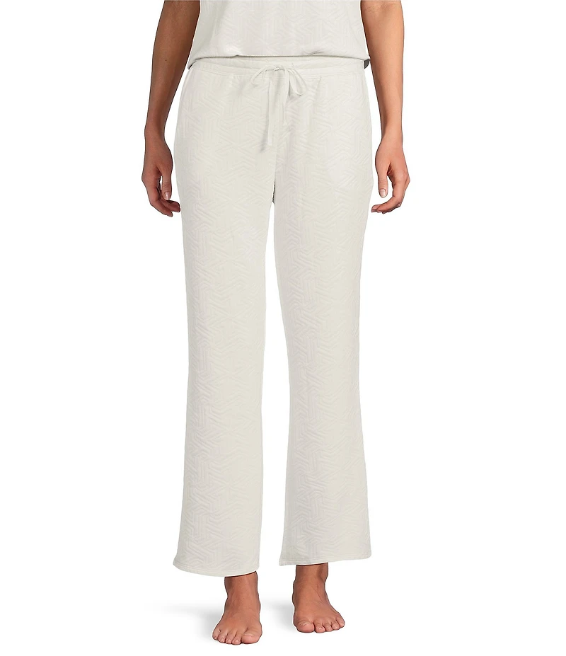 N by Natori Quilted Geo Knit Jacquard Drawstring Tie Coordinating Lounge Pants