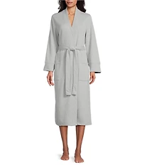N By Natori Quilted Geo Long Sleeve Knit Jacquard Long Robe