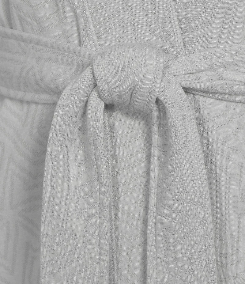 N By Natori Quilted Geo Long Sleeve Knit Jacquard Long Robe