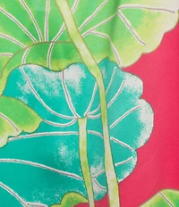 N by Natori Satin Lotus Print Long Sleeve Mandarin Collar Long Pajama Set