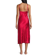 N by Natori Scroll Print Sleeveless Scoop Neck Satin Coordinating Nightgown