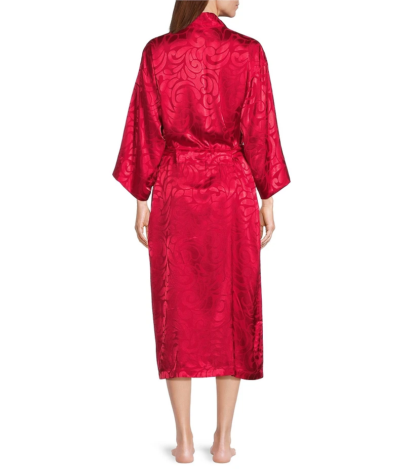 N by Natori Scroll Satin Long Sleeve Shawl Collar Coordinating Robe