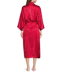 N by Natori Scroll Satin Long Sleeve Shawl Collar Coordinating Robe