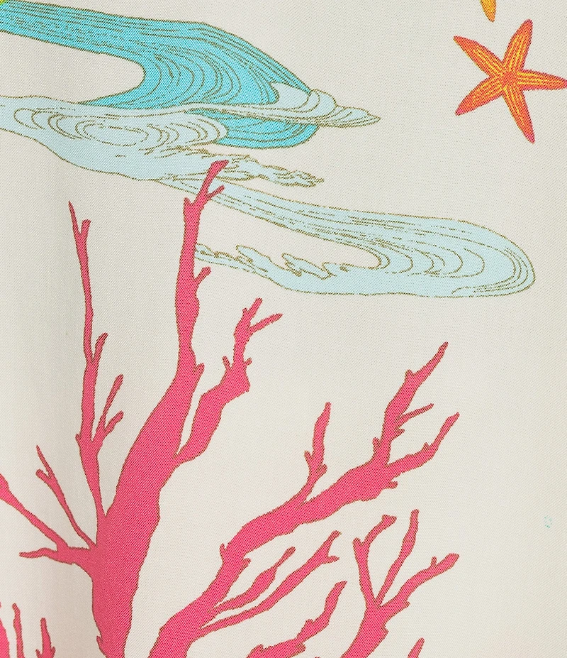 N By Natori Short Sleeve Mandarin Collar Woven Challis Ocean Embrace Print Pajama Set