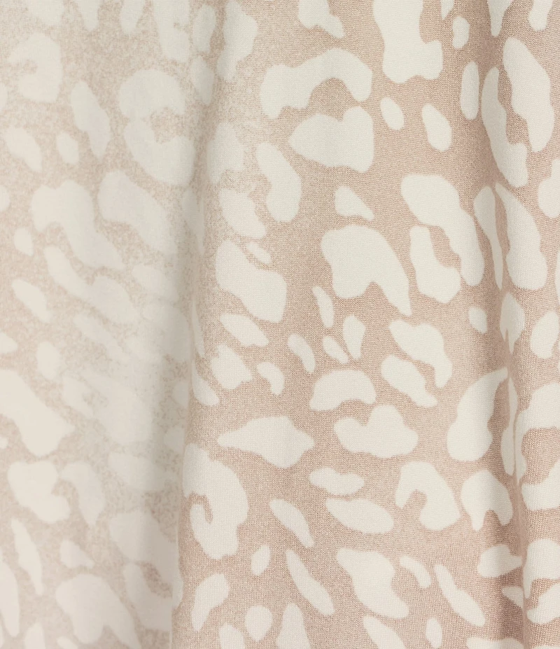 N by Natori Short Sleeve Split Round Neck Cozy Knit Leopard Pajama Set