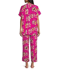 N By Natori Short Sleeve V-Neck Woven Challis Geisha Print Pajama Set