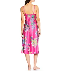 N by Natori Sleeveless V-Neck Satin Floral Print Coordinating Nightgown