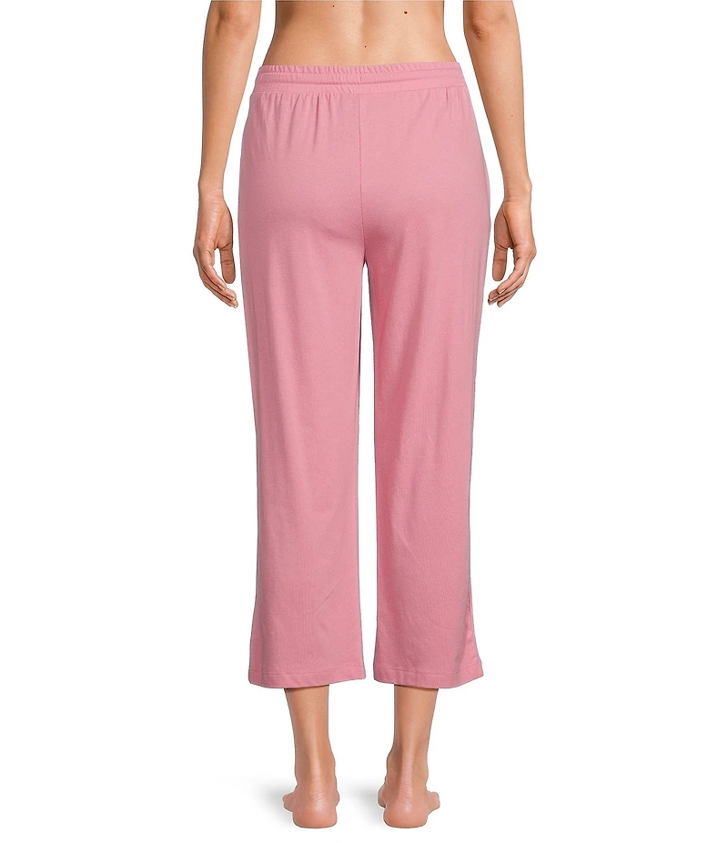 N by Natori Solid Knit Drawstring Tie Waist Side Pocket Coordinating Cropped Lounge Pant