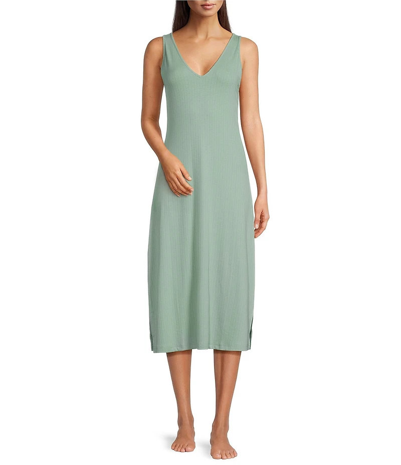 N by Natori Soothe Sleeveless V-Neck Ribbed Knit Lounge Dress