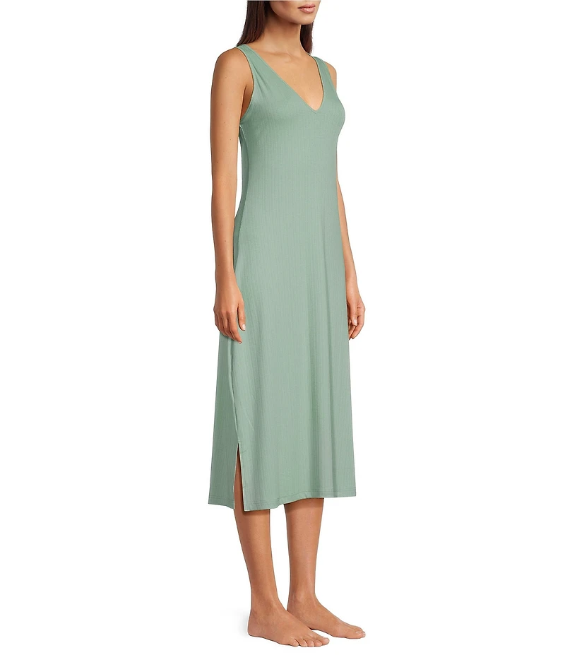 N by Natori Soothe Sleeveless V-Neck Ribbed Knit Lounge Dress