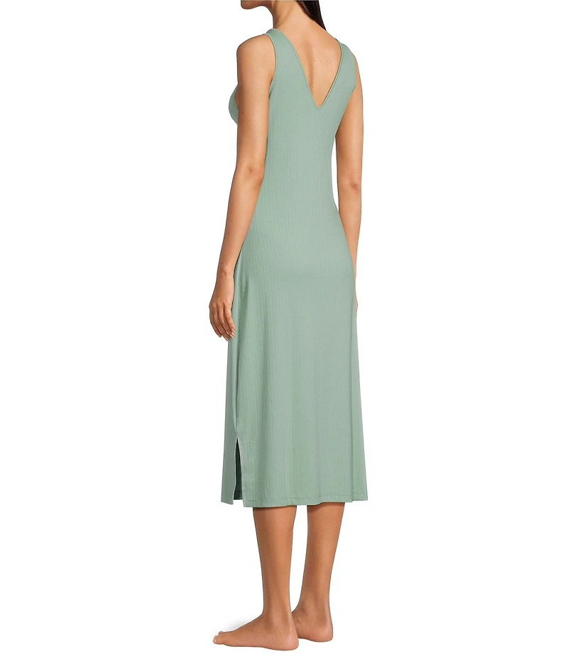 N by Natori Soothe Sleeveless V-Neck Ribbed Knit Lounge Dress