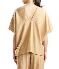 N Natori by Natori Terra Foil Crinkle Short Sleeve V-Neck Sleep Lounge Top