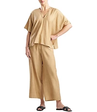 N Natori by Natori Terra Foil Crinkle Short Sleeve V-Neck Sleep Lounge Top