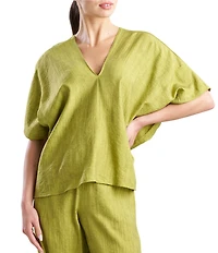 N Natori by Natori Terra Foil Crinkle Short Sleeve V-Neck Sleep Lounge Top
