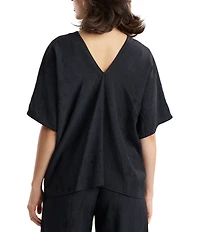 N Natori by Natori Terra Foil Crinkle Short Sleeve V-Neck Sleep Lounge Top