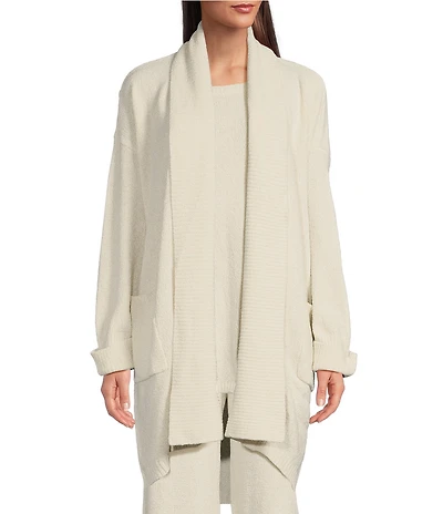 N Natori Chenille Open Front Lounge Cardigan