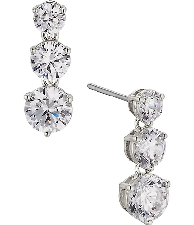 Nadri 3 Prong Crystal Graduated Linear Earrings