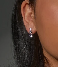 Nadri 3 Prong Crystal Graduated Linear Earrings
