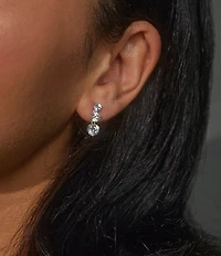 Nadri 3 Prong Crystal Graduated Linear Earrings