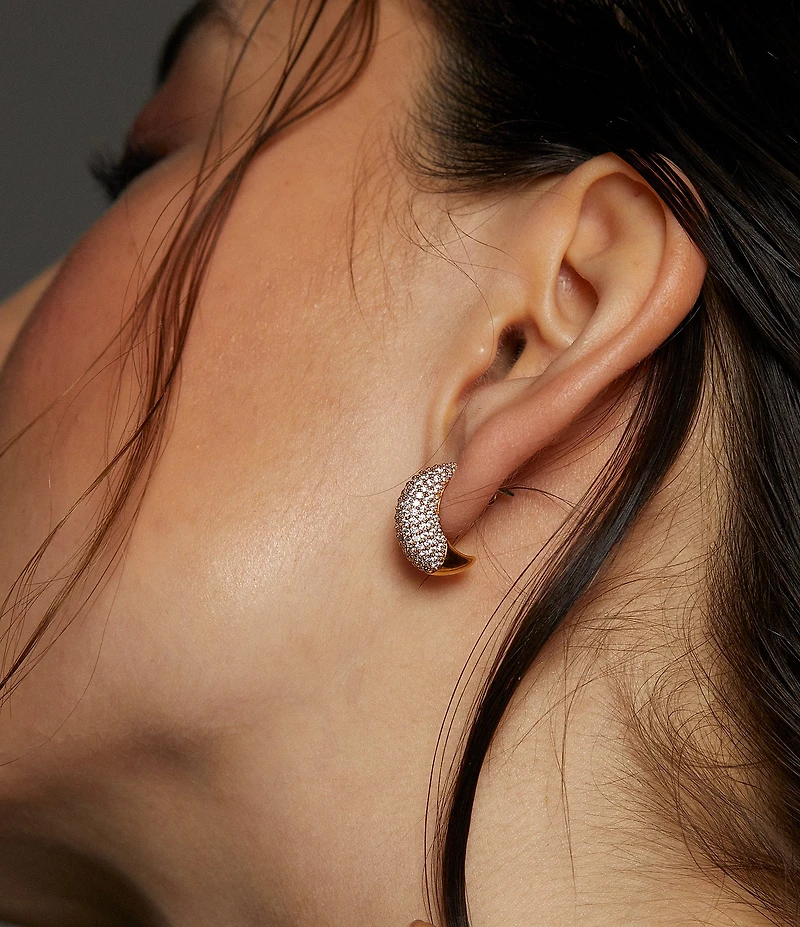 Nadri Alma Dome J Puffy Hoop Earrings