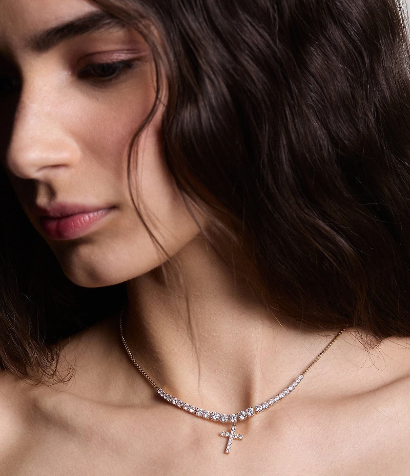 Nadri Astrid Cross Tennis Short Pendant Necklace