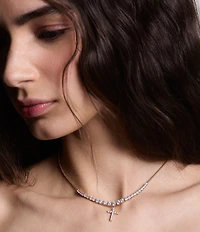 Nadri Astrid Cross Tennis Short Pendant Necklace