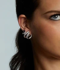 Nadri Bonne Annee Ribbon Stud Earrings