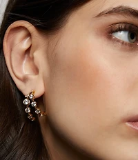 Nadri Brooklyn Double Row C Hoop Earrings